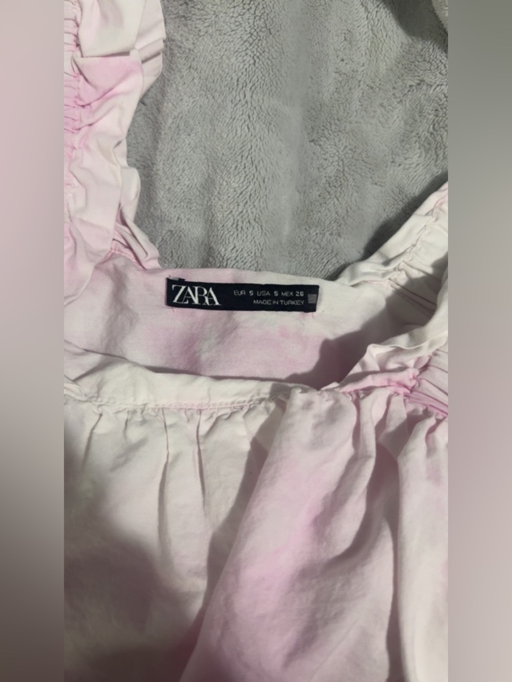 Zara Pale Pink Ruffle-Neck Blouse